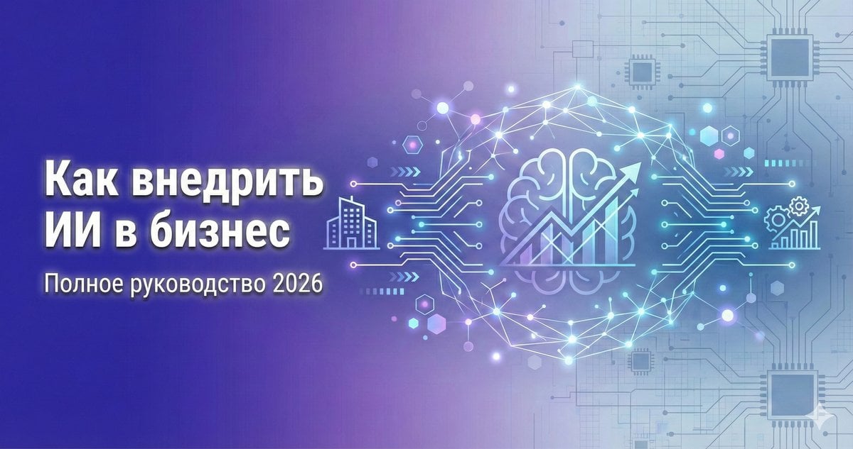 Обложка статьи Как внедрить ИИ в бизнес: полное руководство 2026